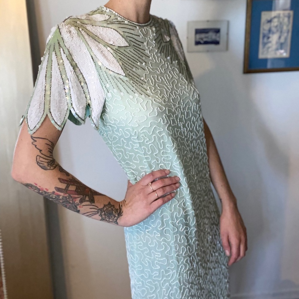Stunning vintage silk beaded/sequin dress